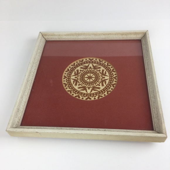 Cut Paper Design Stencil Matted Framed Picture Birds Heart Star Handcrafted VTG - Picture 7 of 11